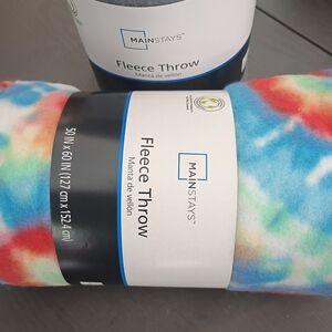 Mainstays Multicolor Fleece Throw NWT Pair Of Two